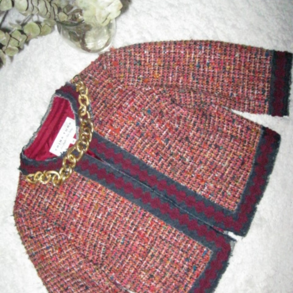 TRINA TURK Tweed Denim Fantasy dress Blazer Jacket